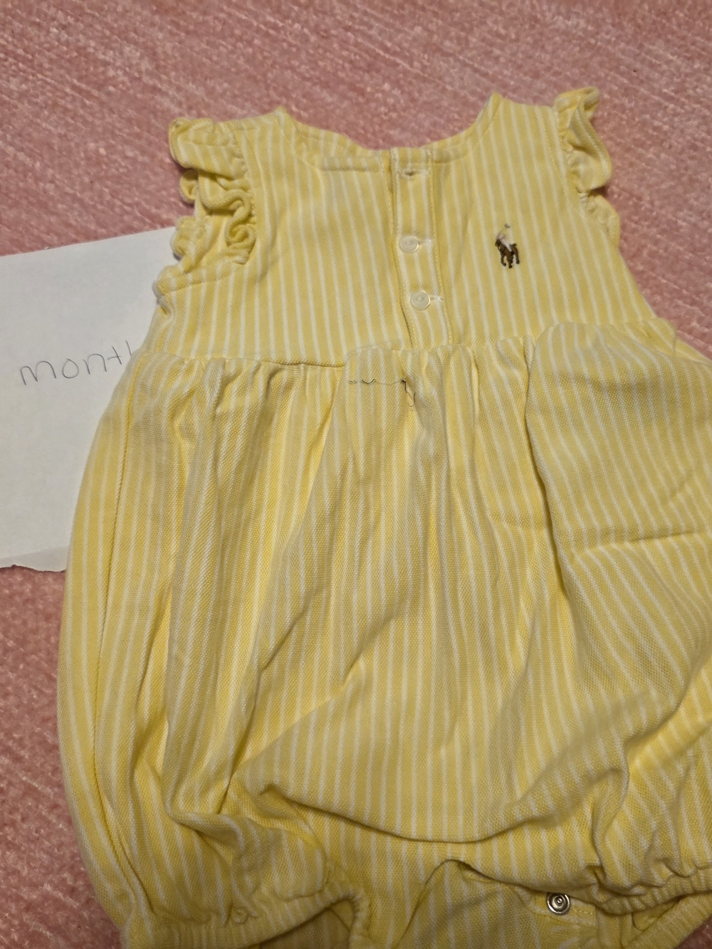Ralph Lauren Yellow & White Striped Infant Bubble Romper
